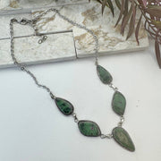 Handcrafted Semiprecious Stone Bib Necklace - Ruby Zoisite