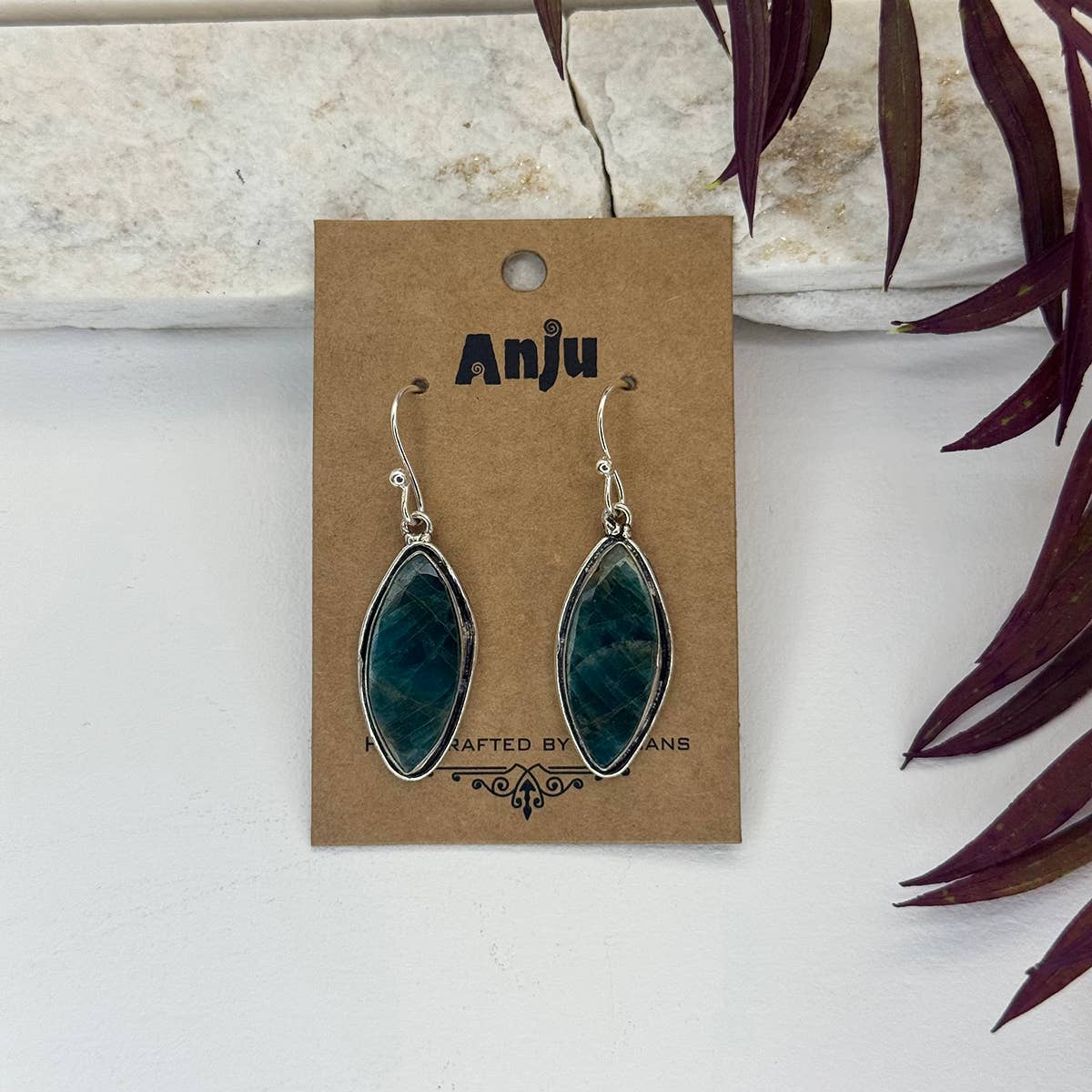 Handcrafted Kashi Semiprecious Stone Earrings - Apatite