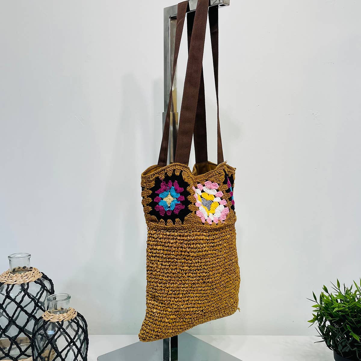 Nola Cotton Crochet and Raffia Shoulder Bags