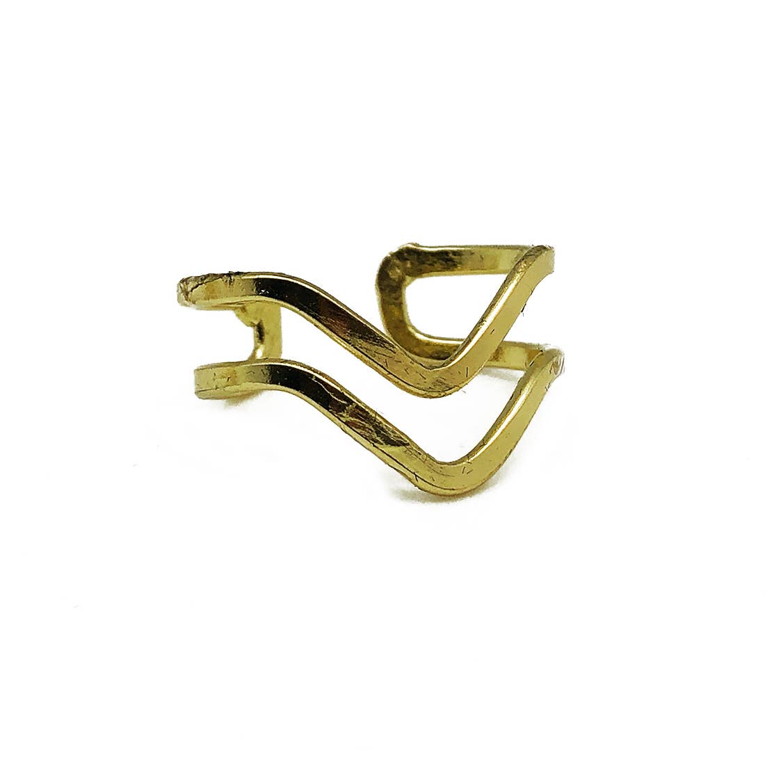 Gold Plated Adjustable Ring - Double Chevron