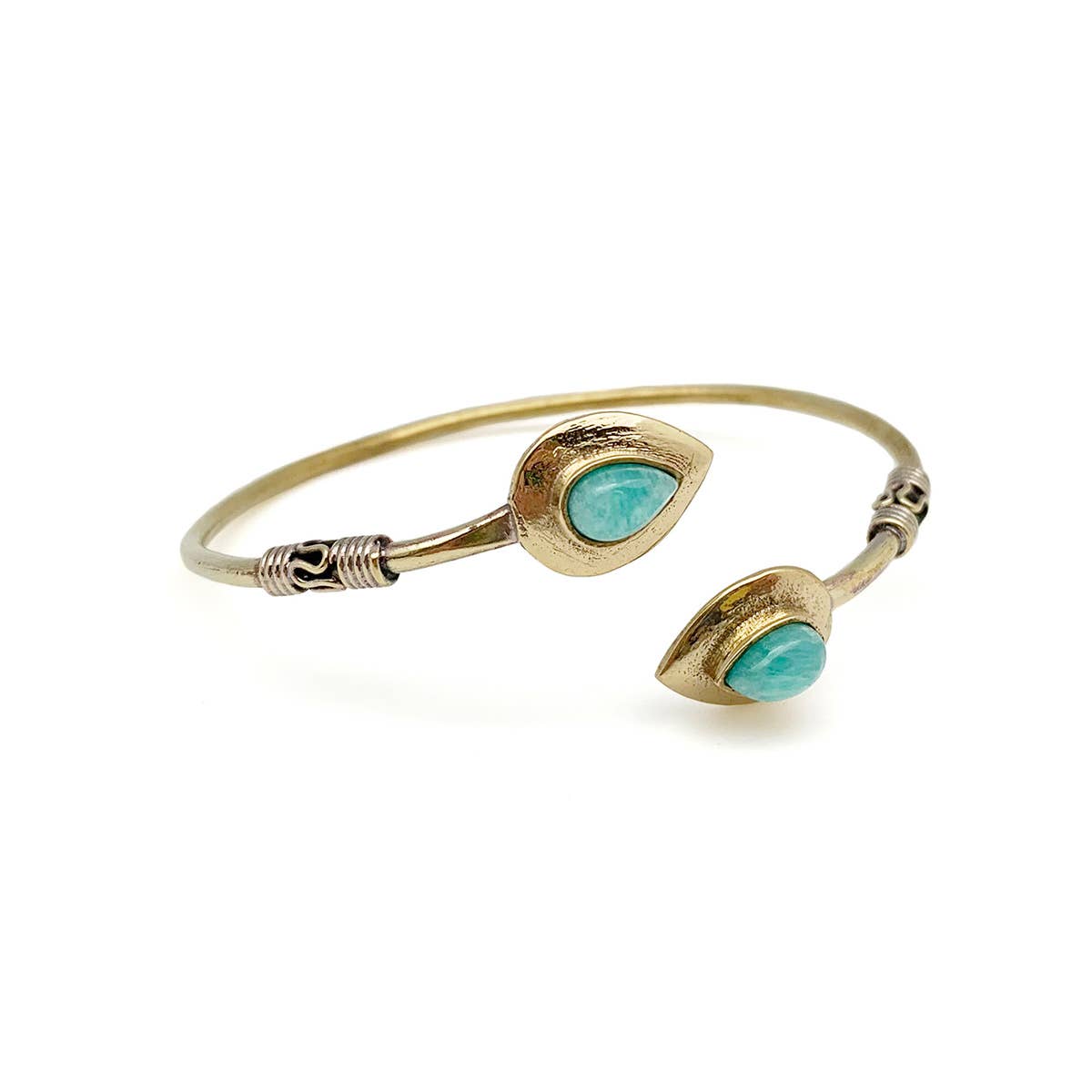 Tanvi Collection Bangle Bracelet - Gold with Amazonite