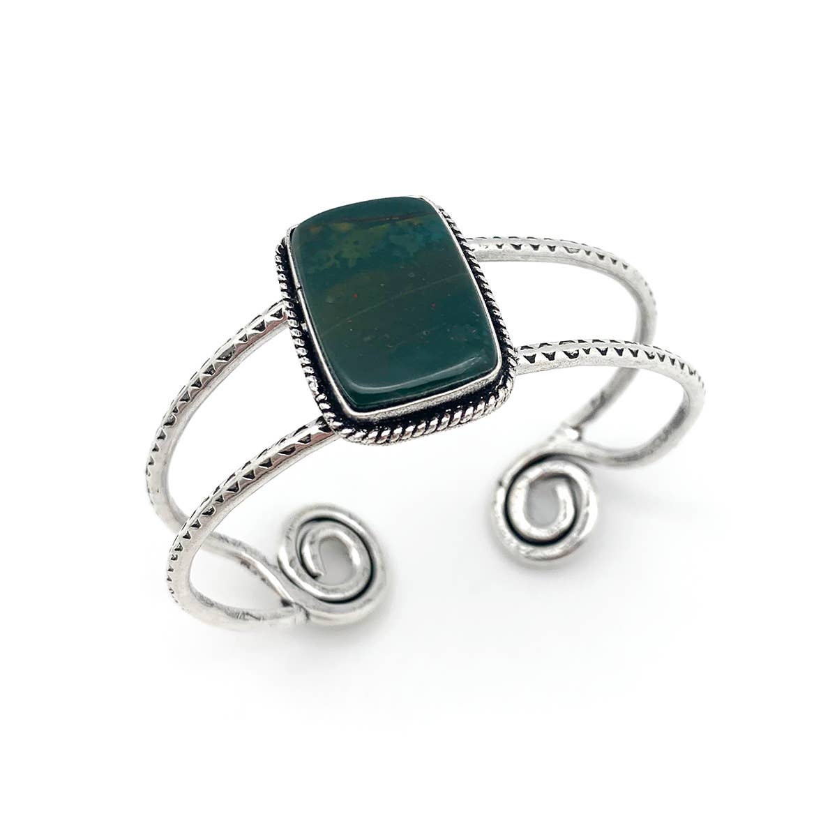 Handcrafted Kashi Semiprecious Stone Cuff - Blood Stone