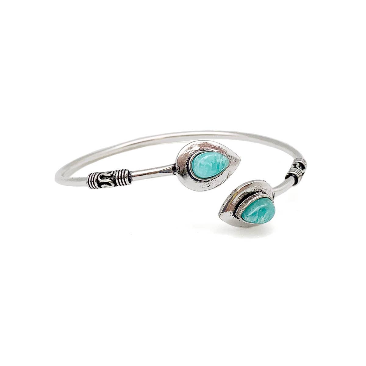 Tanvi Collection Bangle Bracelet - Silver with Amazonite