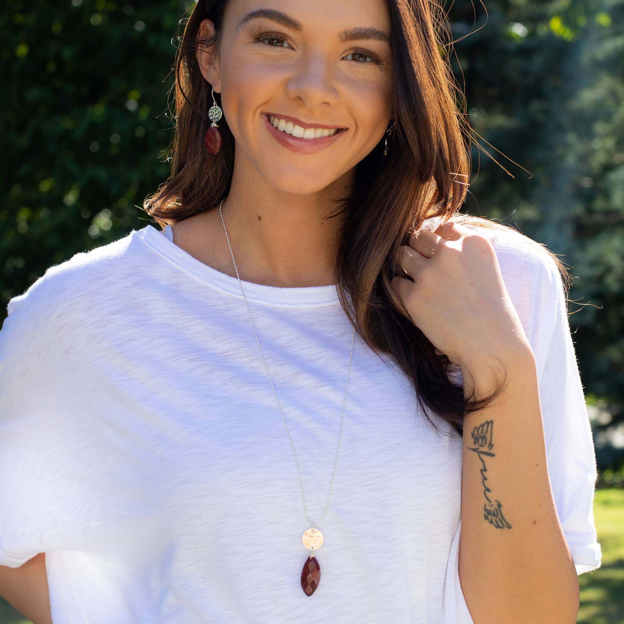 Akriti Silver and Large Faceted Mookite Necklace