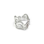 Silver Plated Adjustable Ring - Three Wavy Lines