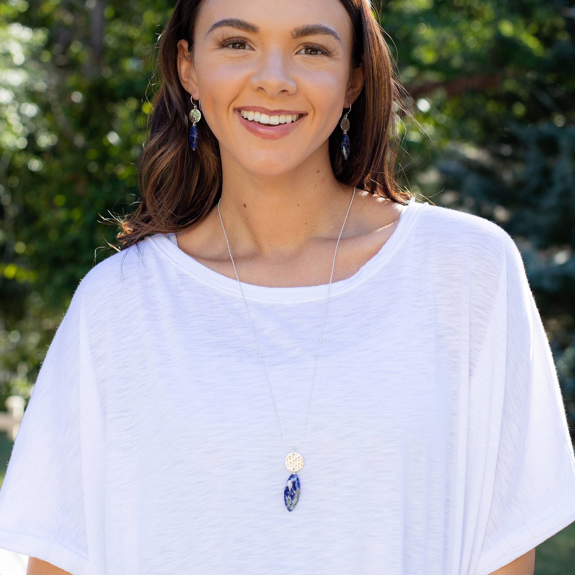 Akriti Silver and Large Faceted Sodalite Necklace