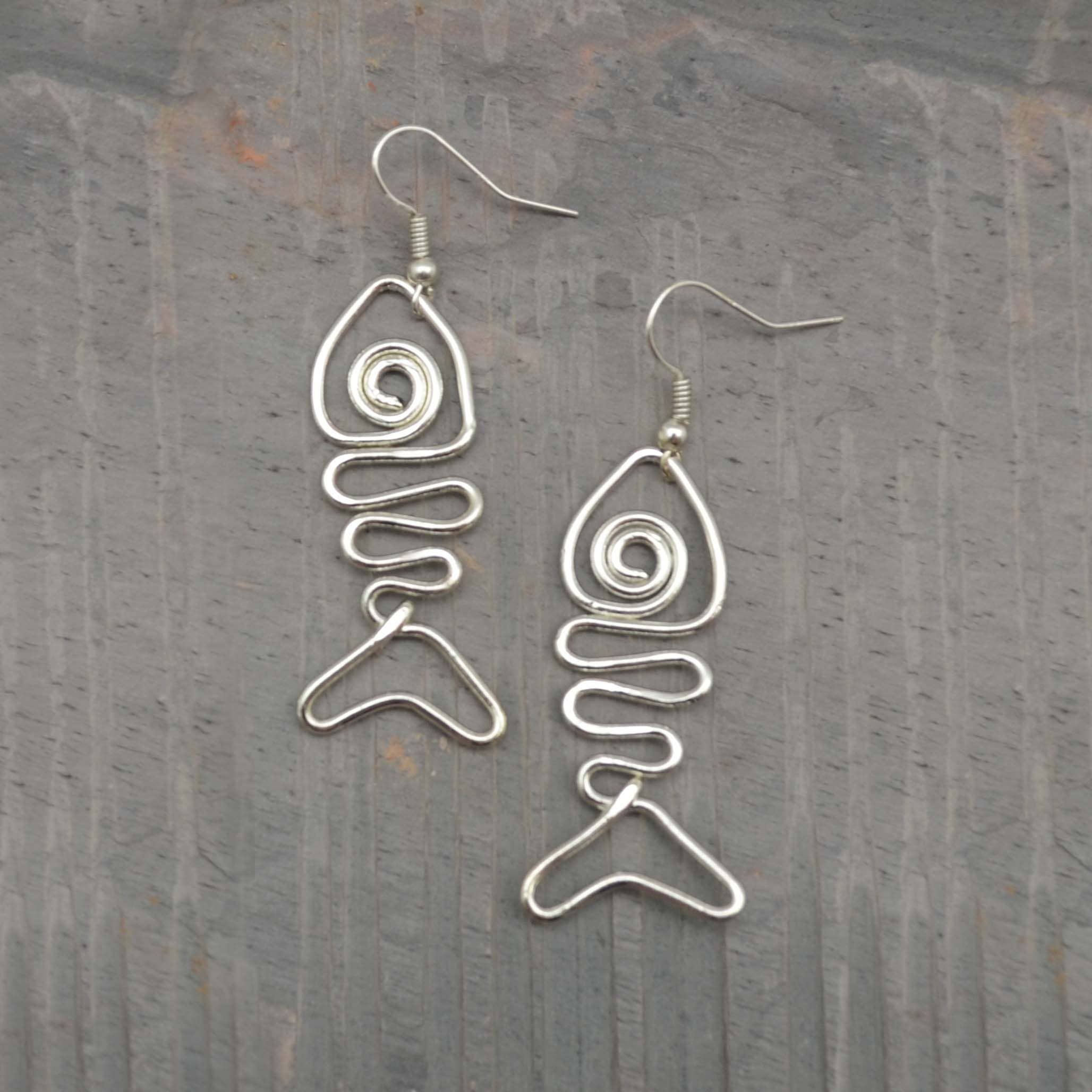 Silver Plated Earrings - Fish