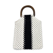 Bali Bag - Cotton Macrame Bag with White and Black Stripes