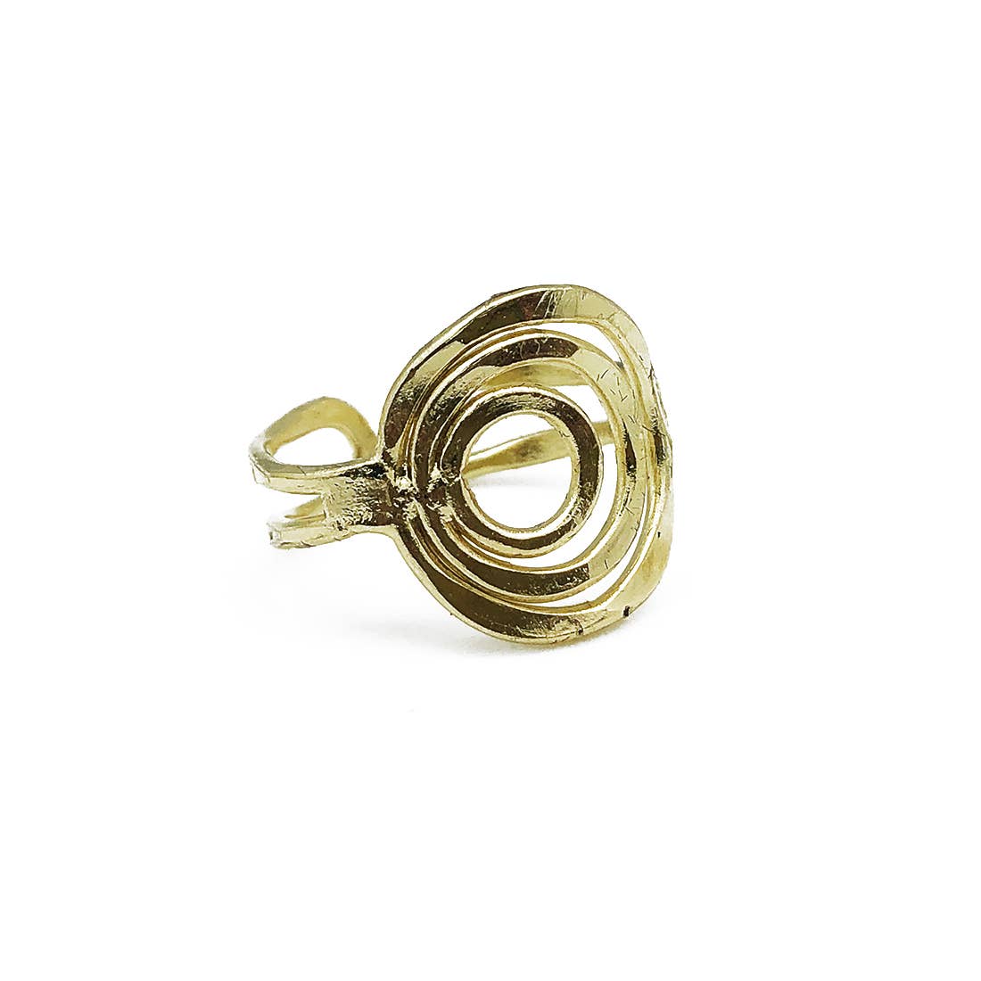 Gold Plated Adjustable Ring - Three Layered Circles