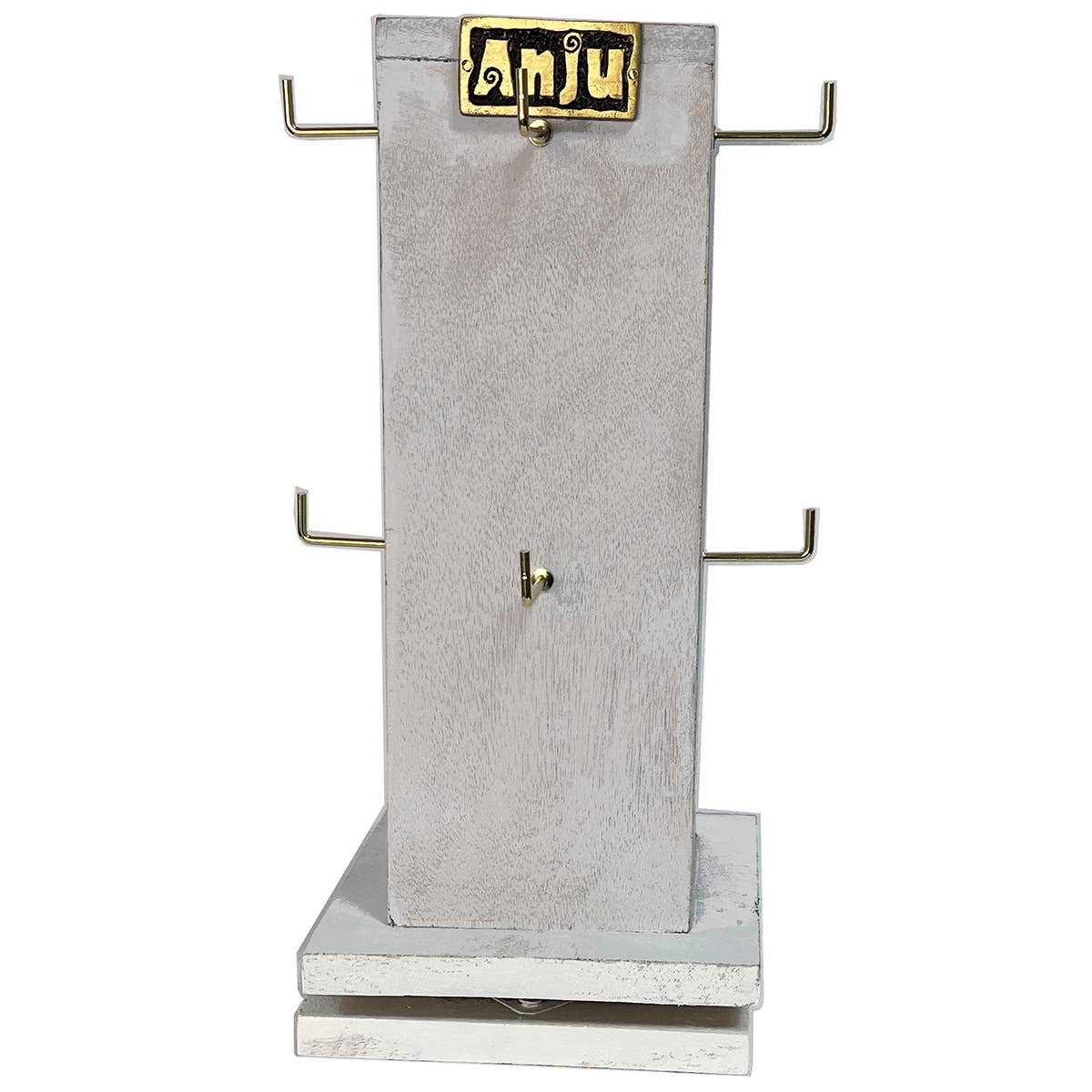 White Wood 4 Sided Spinner Display - 2 Hooks Each Side