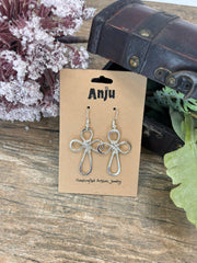 Silver Plated Earrings - Looped Cross