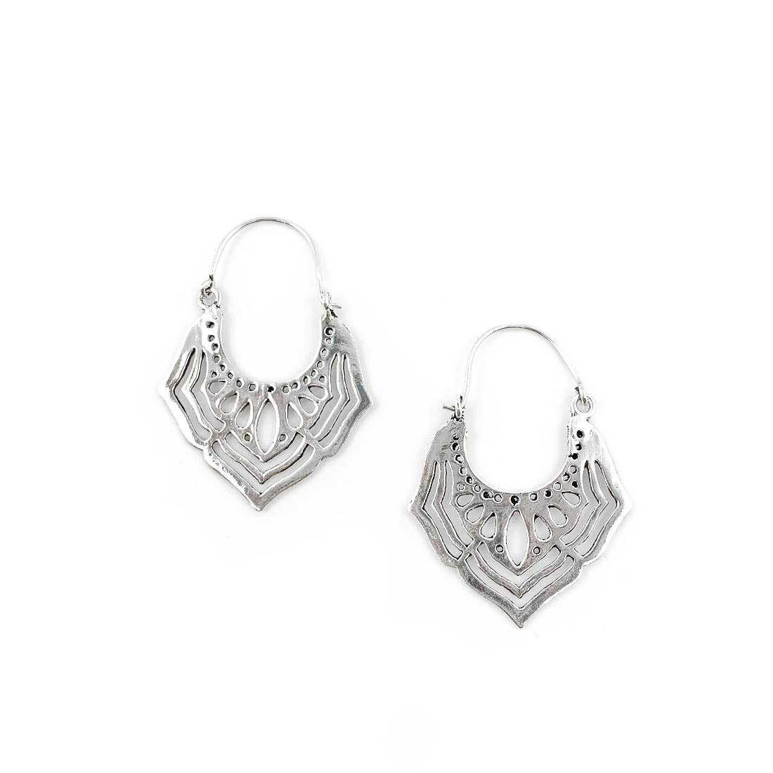 Tanvi Collection Earrings - Silver Openwork Petal