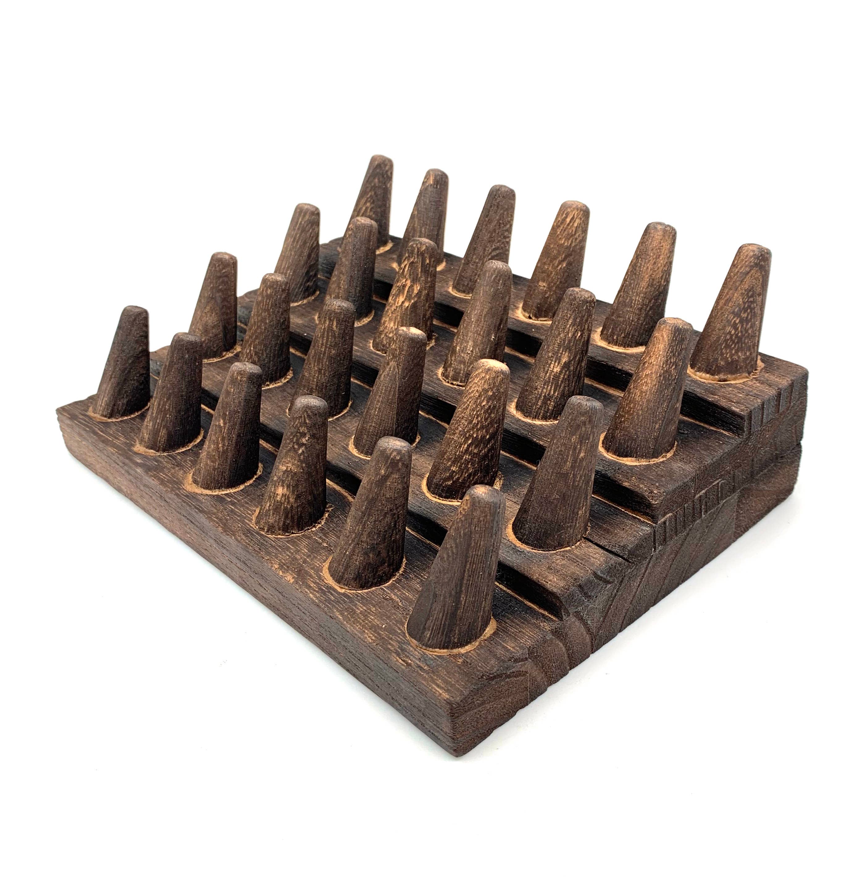 Brown Wooden Ring Display - Holds 24 Rings