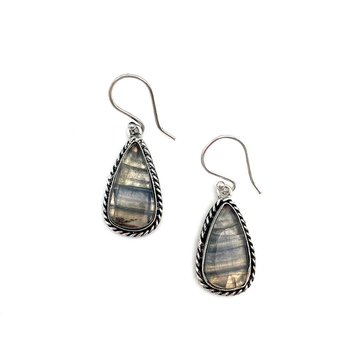 Handcrafted Kashi Semiprecious Stone Earrings - Labradorite