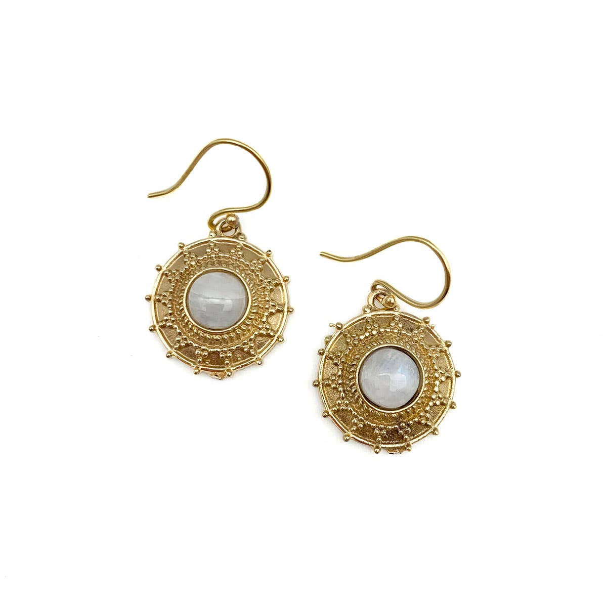 Tanvi Gold-Plated and Moonstone Earrings - Ornate Circle