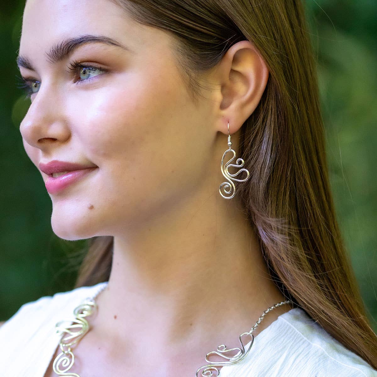 Handcrafted Whimsical Swirl Silver Earrings