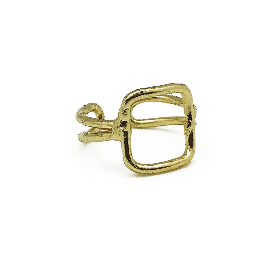 Gold Plated Adjustable Ring - Open Square