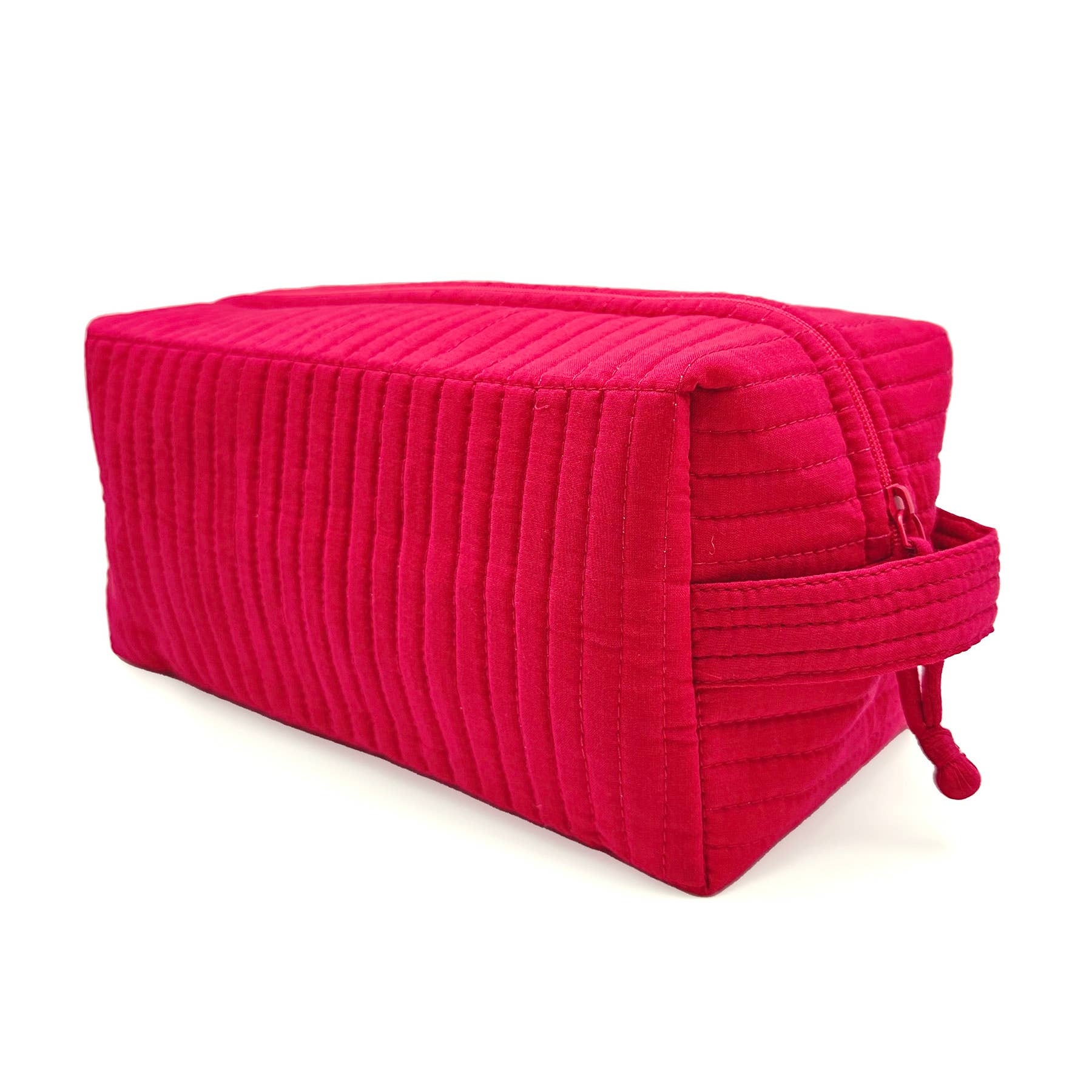 Aviva Collection - Quilted Solid Cotton Cosmetic Bag