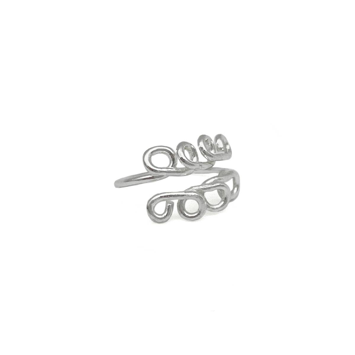Silver Plated Adjustable Ring - Looped Leaf