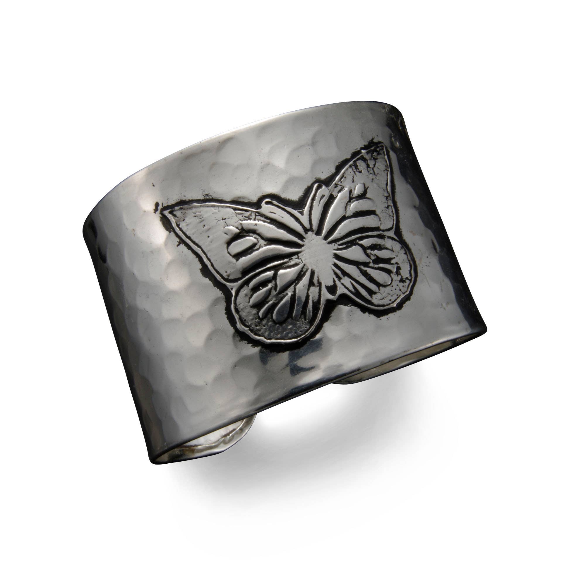 Silver Plated Adjustable Cuff Bracelet - Butterfly