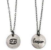 Cancer Zodiac Pewter Glyph Necklace