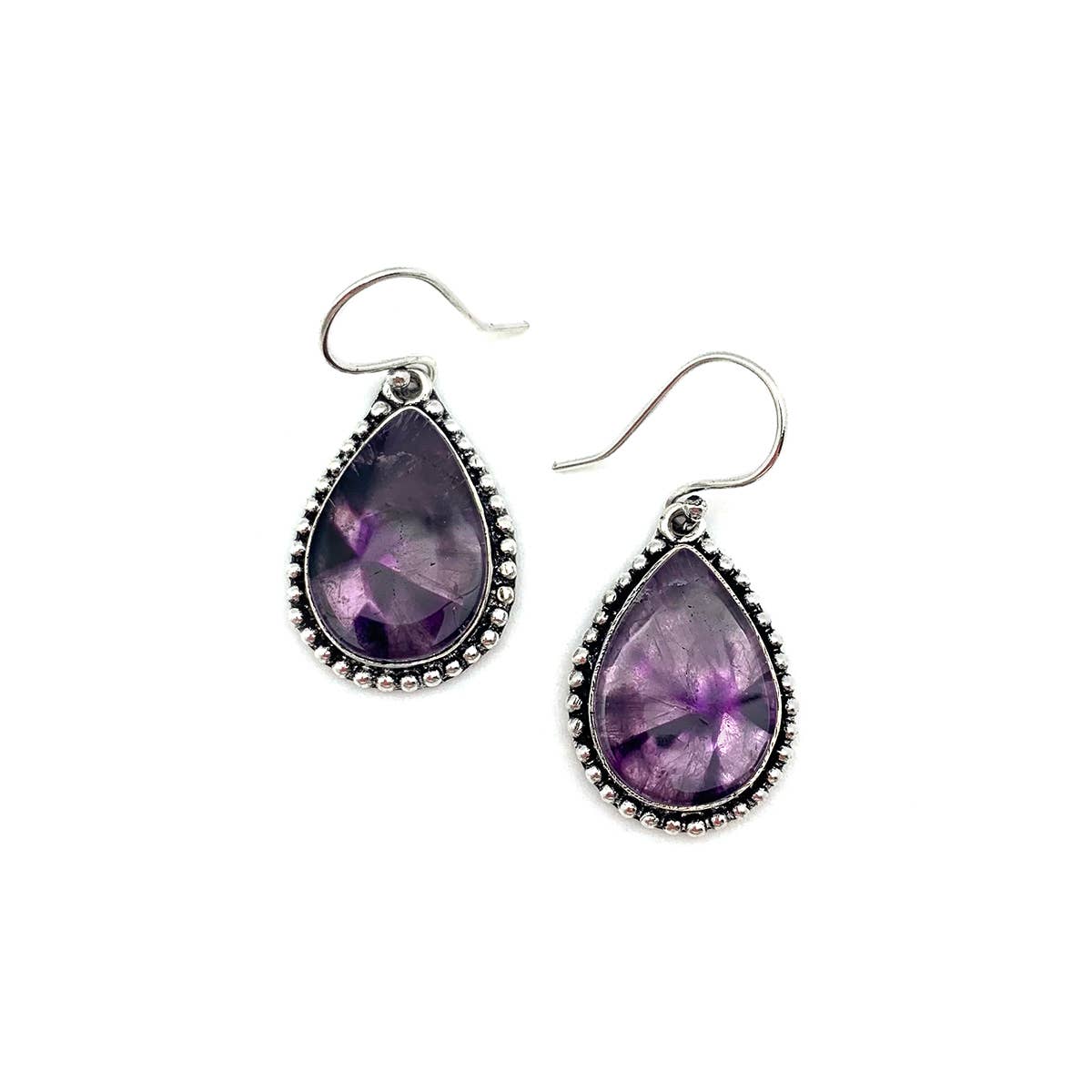 Handcrafted Kashi Semiprecious Stone Earrings - Amethyst