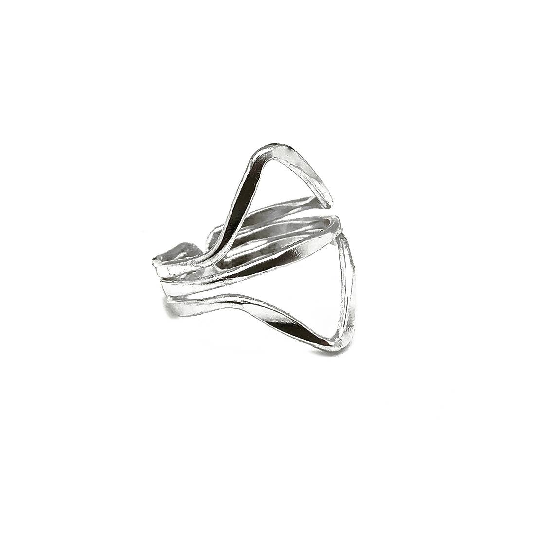 Silver Plated Adjustable Ring - Double Triangles