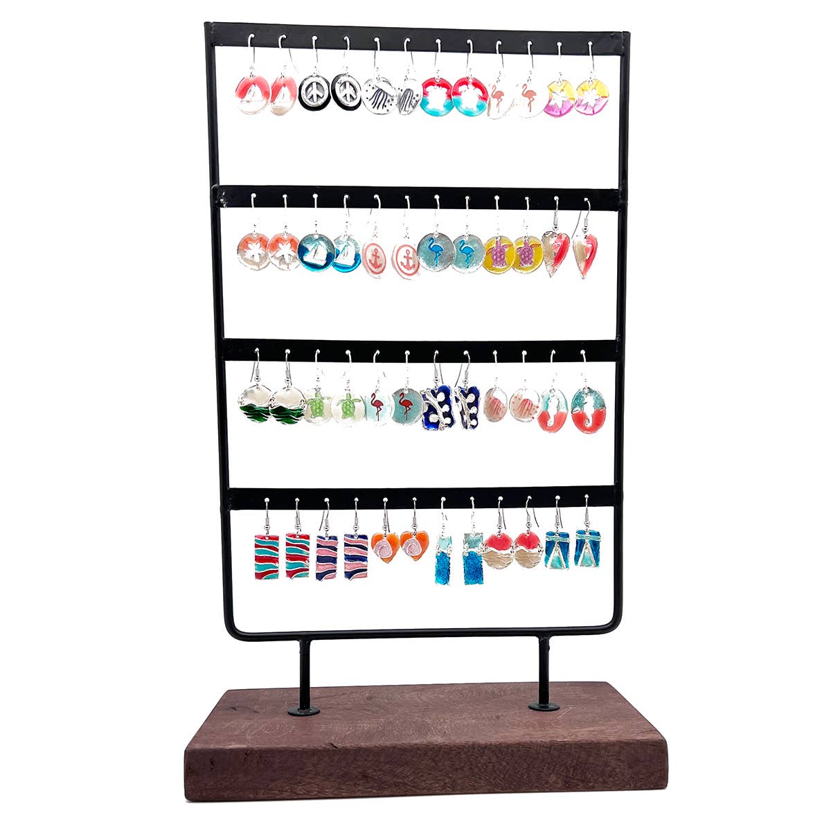 Color Enamel Earrings Prepack - 24 Pairs and Display