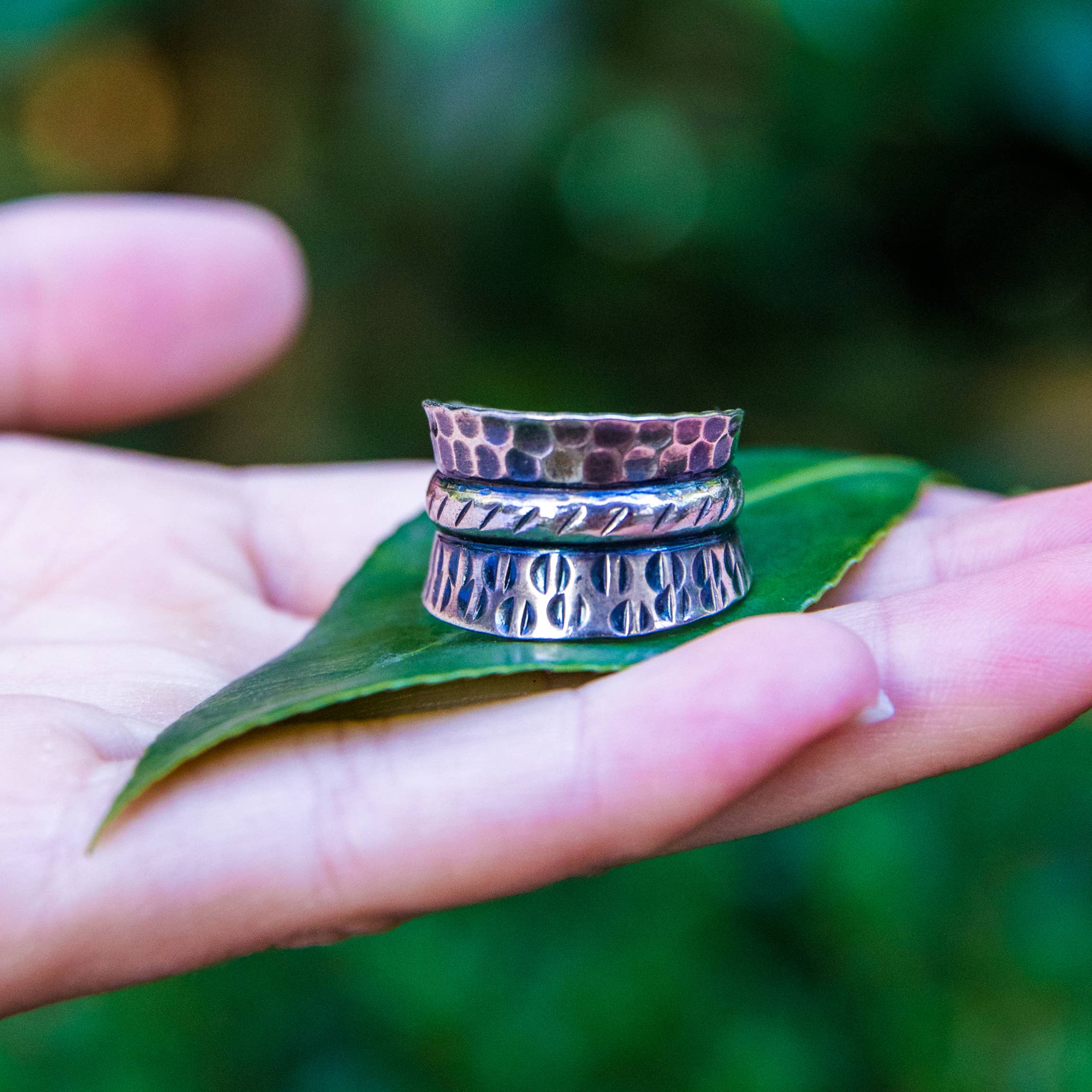 Kashi Circles, Lines, and Band Embossed Ring