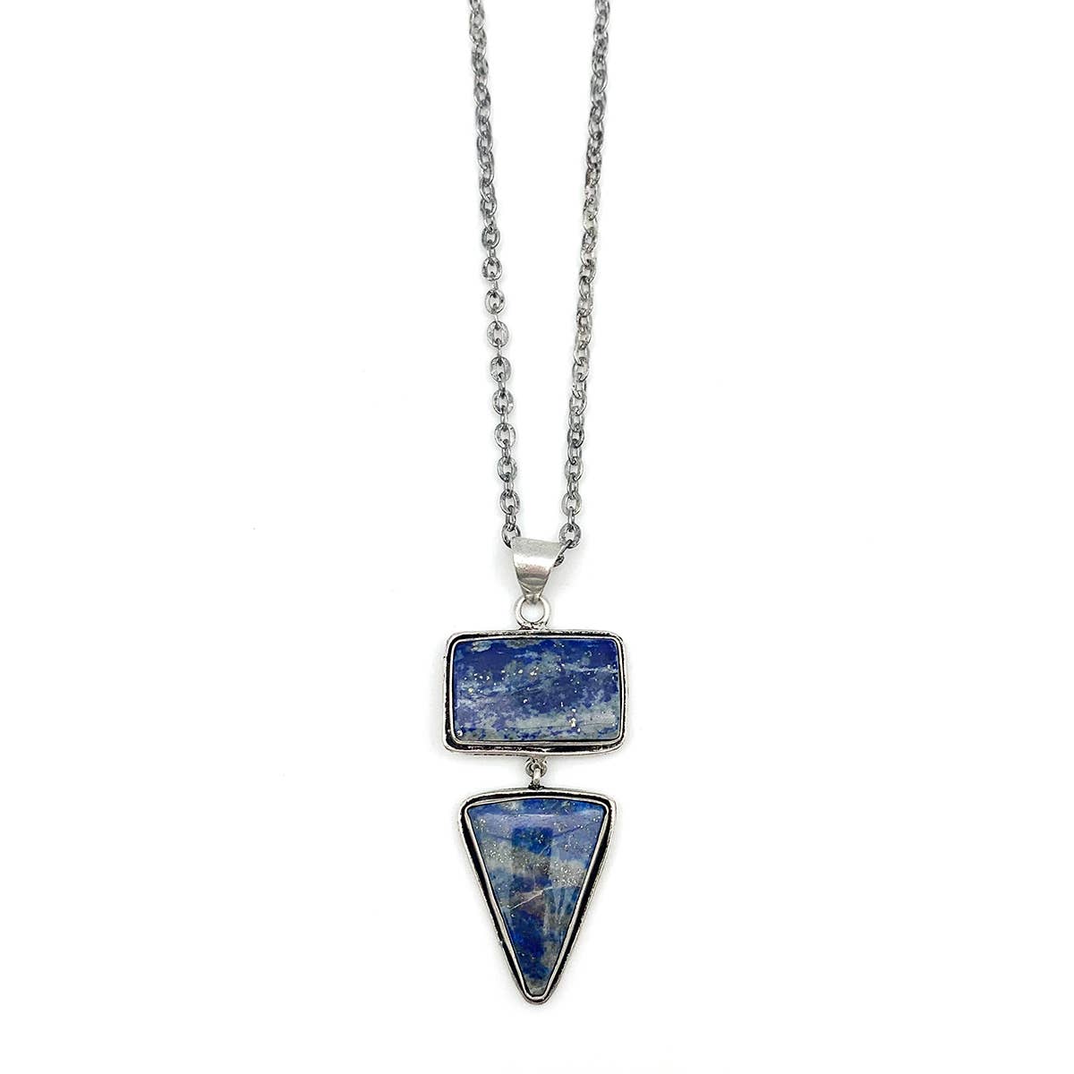 Handcrafted Semiprecious Stone Pendant Necklace -Lapis
