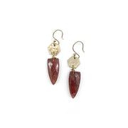 Akriti Gold and Large Faceted Strawberry Quartz Earrings