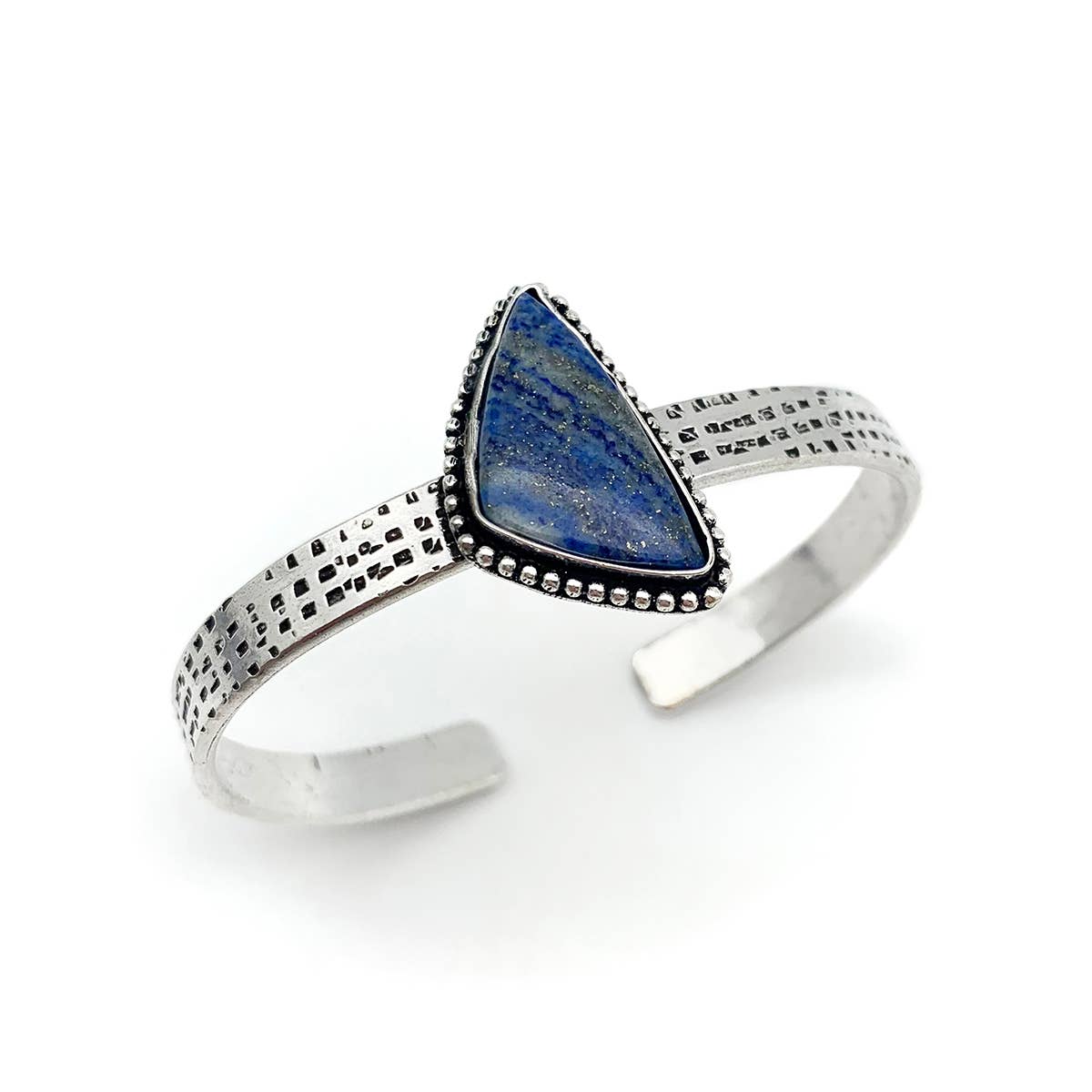 Handcrafted Kashi Semiprecious Stone Cuff - Lapis