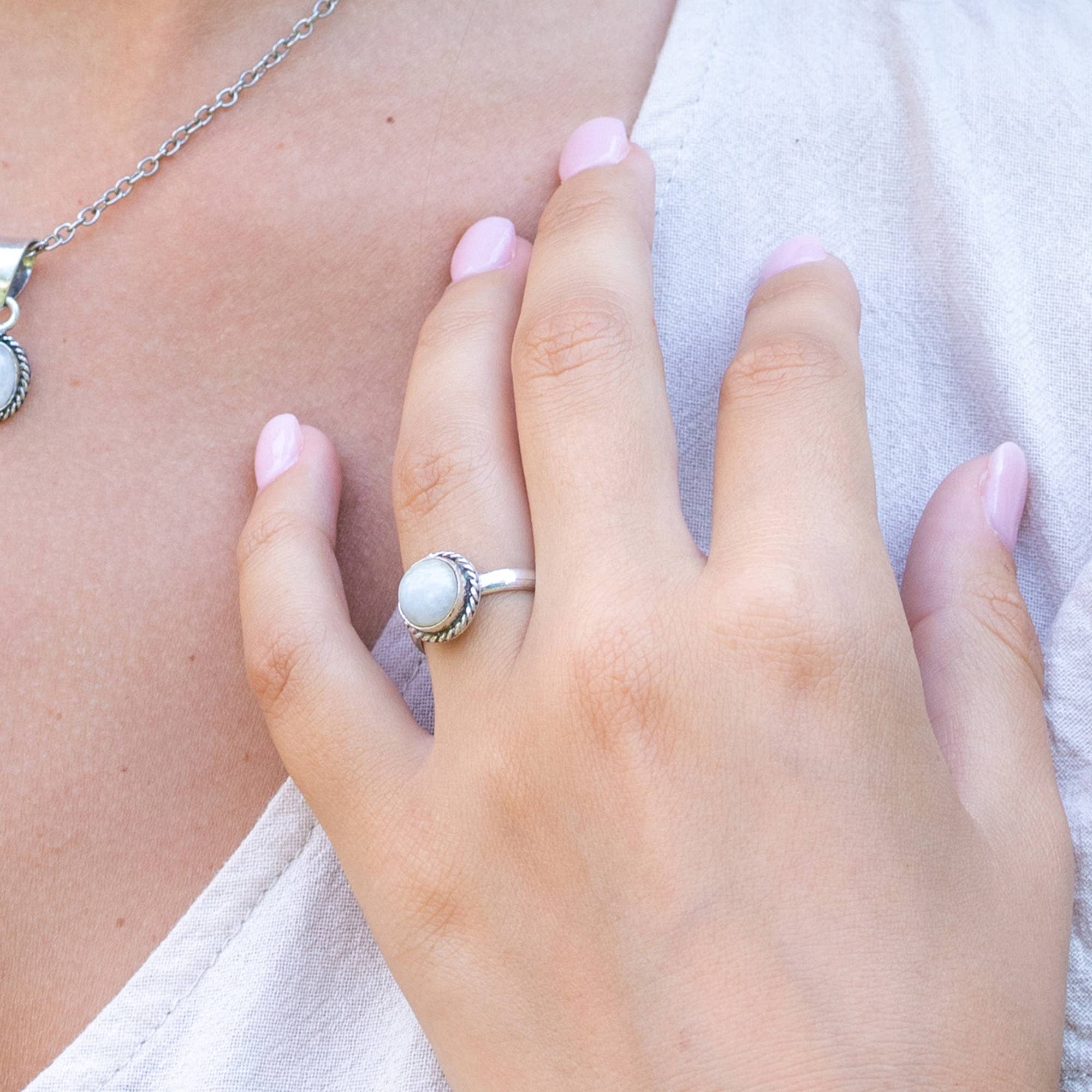 Kashi Semiprecious Small Stone Ring - Moonstone