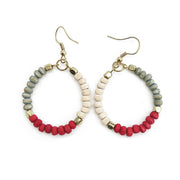 Prismatic Hues Hoop Earrings - Gray, Crimson, White