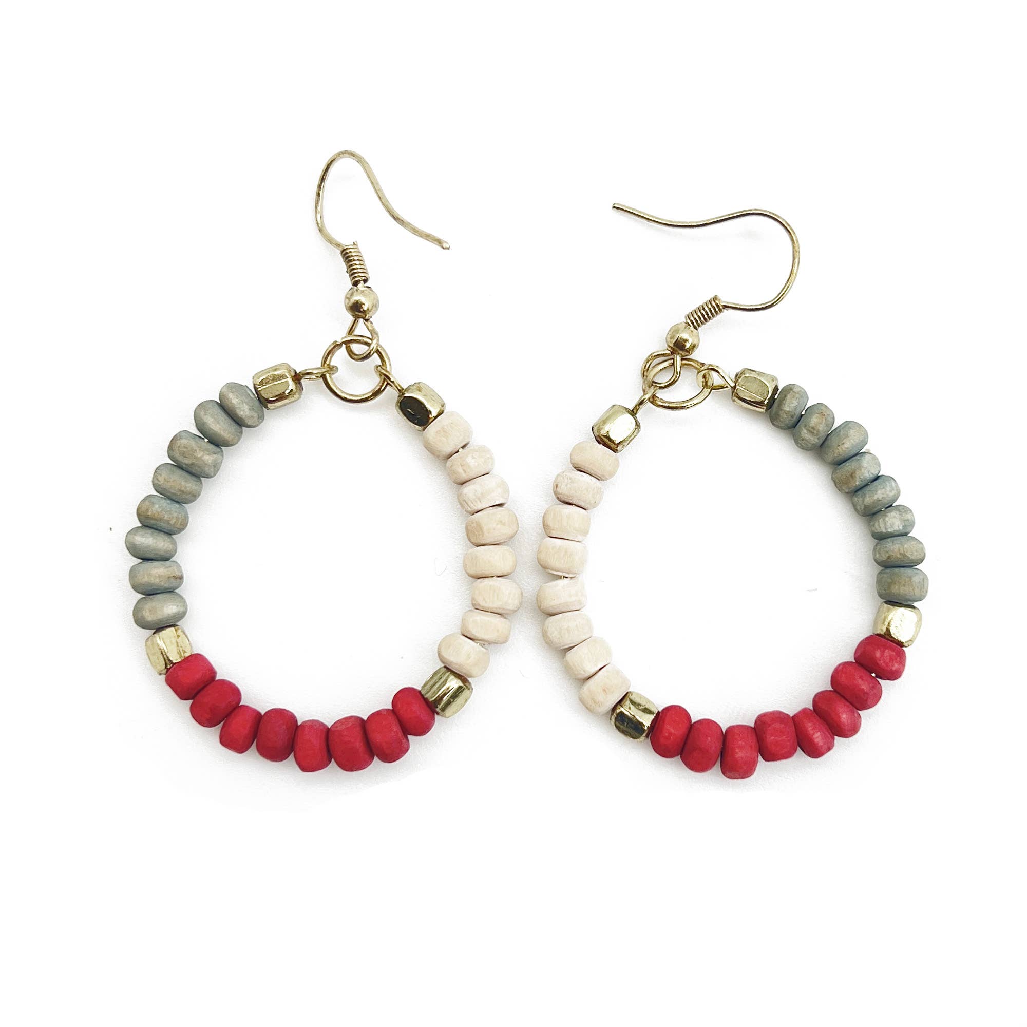 Prismatic Hues Hoop Earrings - Gray, Crimson, White