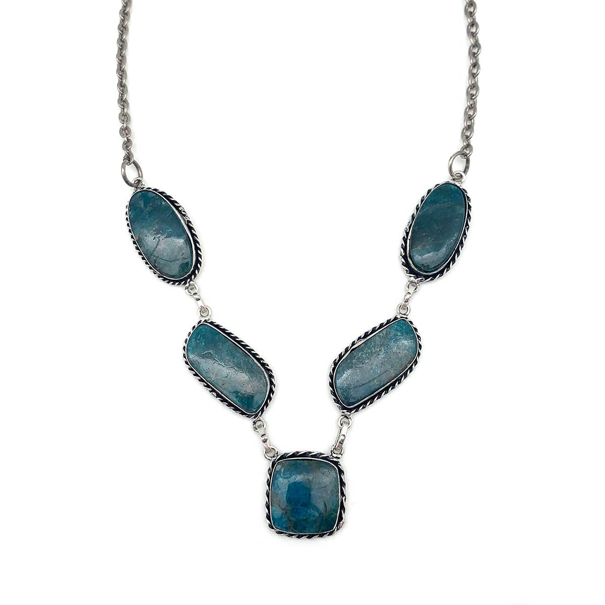 Handcrafted Kashi Semiprecious Stone Bib Necklace - Apatite