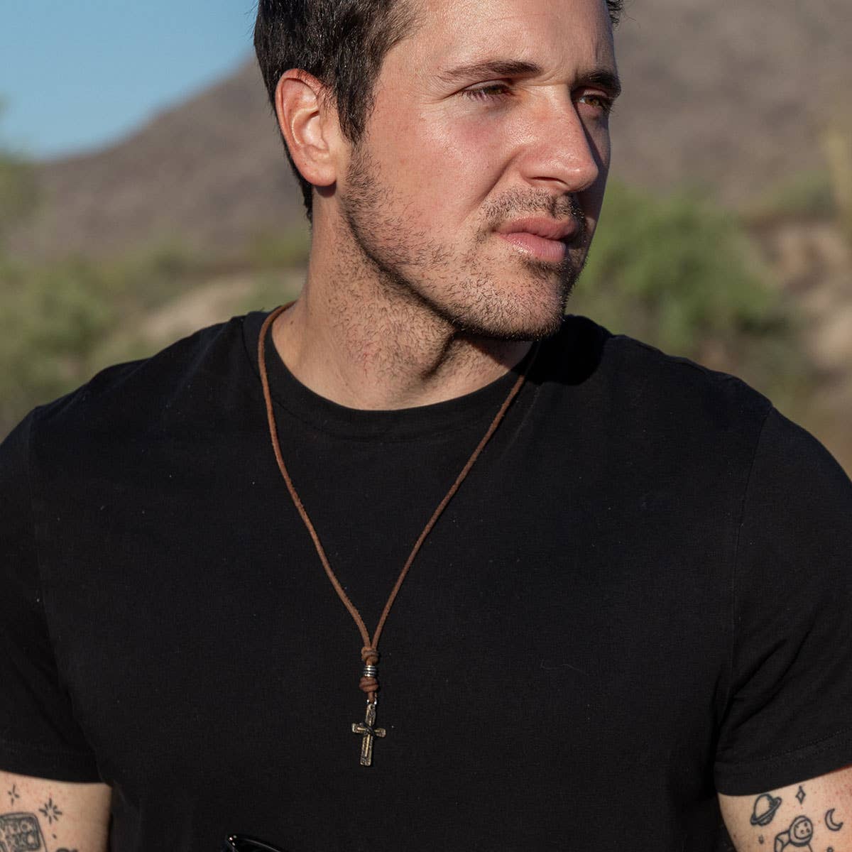 Aadi Classic Cross Leather Necklace