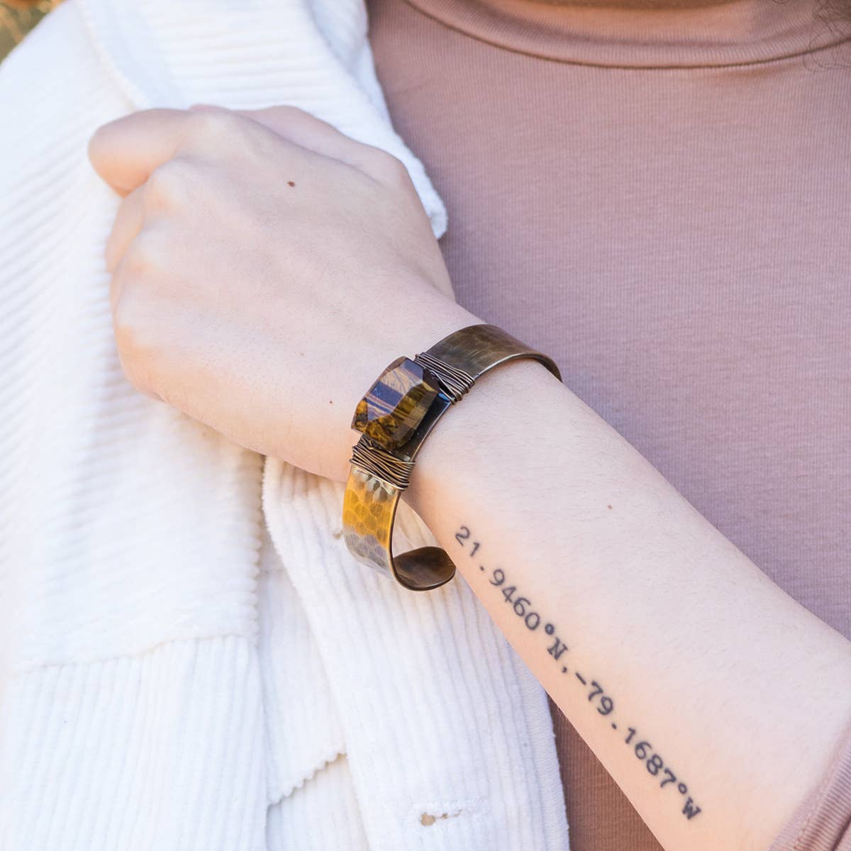 Banjara Hammered Cuffs With Stones and Display Prepack