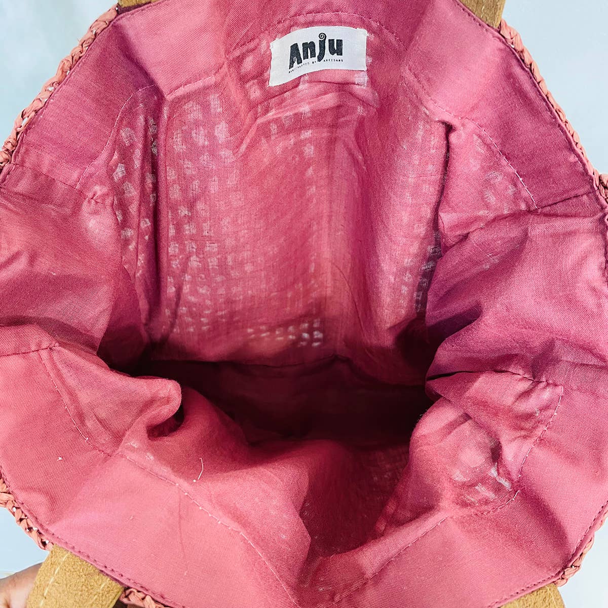 Lily Bag - Raffia bag with leather handles - Rust