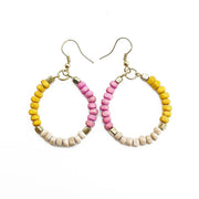 Prismatic Hues Hoop Earrings - Yellow, Pink, White