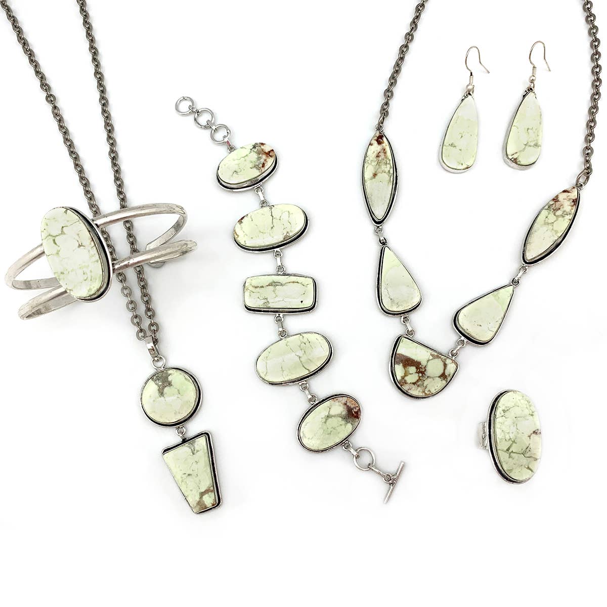 Kashi Semiprecious Stone Cuff Bracelet - Lemon Chrysoprase