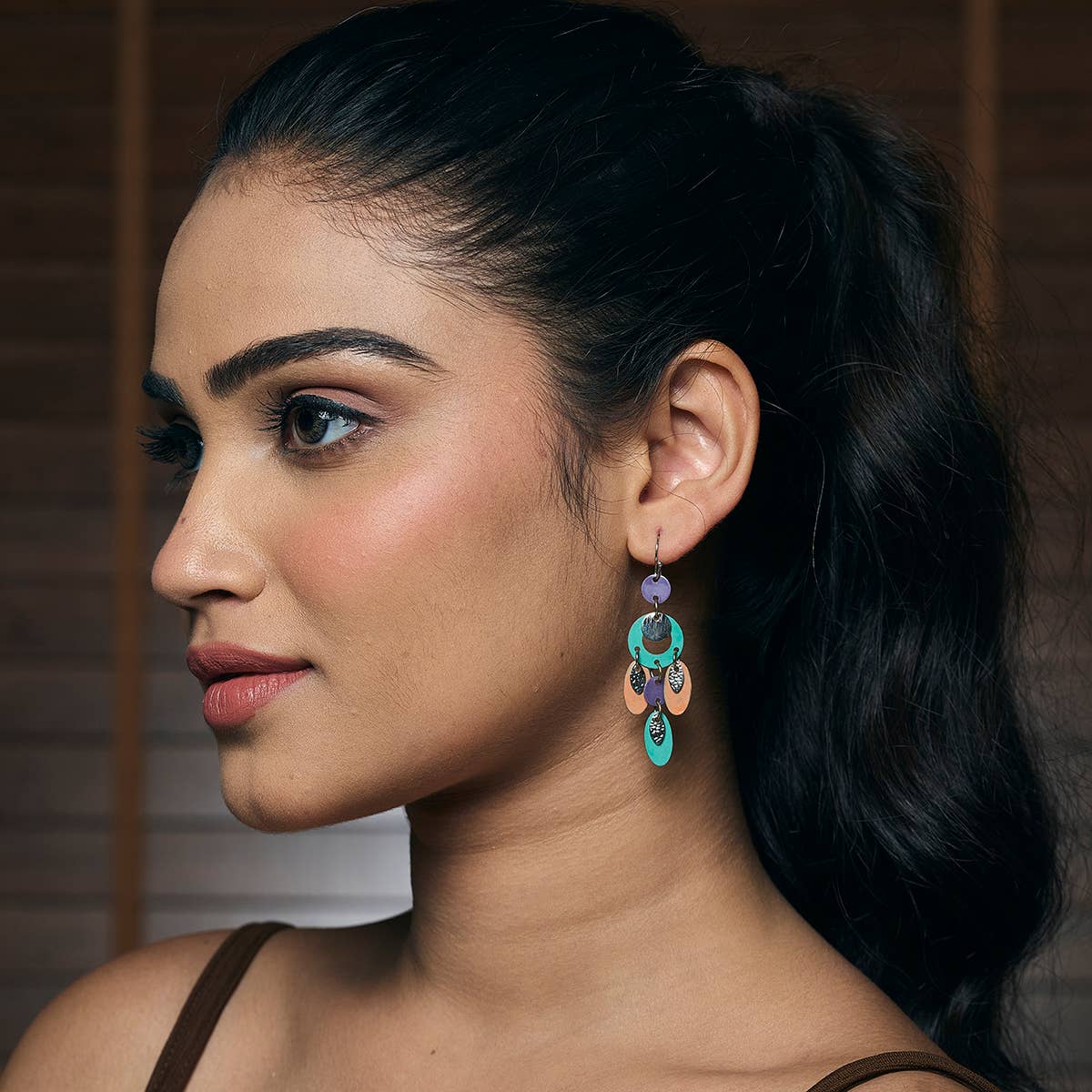 Handcrafted Multicolor Patina Circle Dangle Earrings