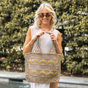 Leona Chevron Woven Jute Beach Bags