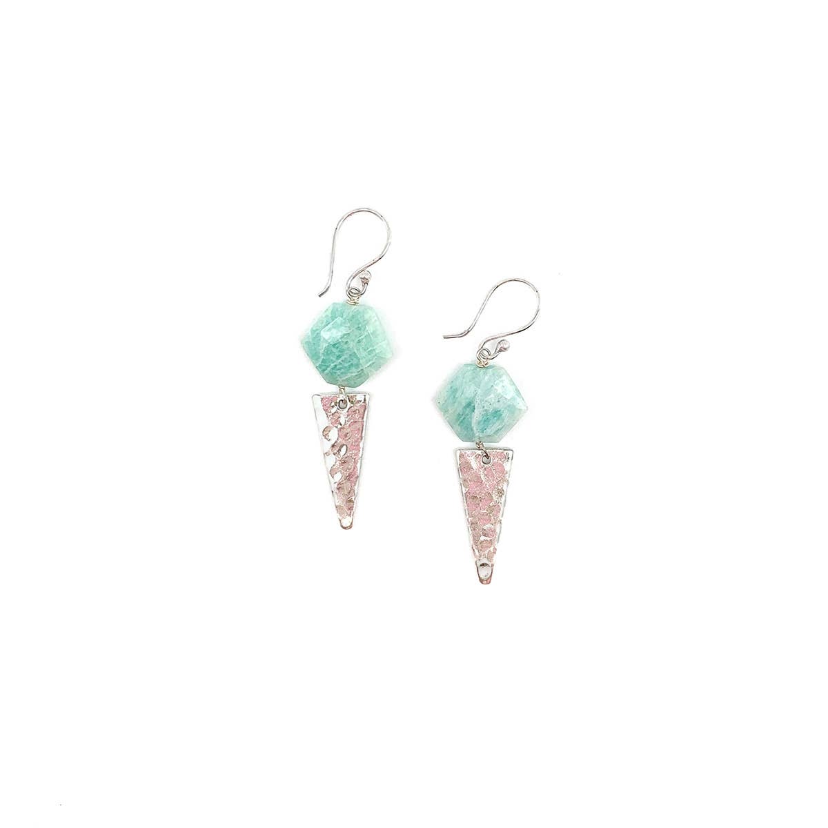 Akriti Silver and Medium Faceted Amazonite Earrings