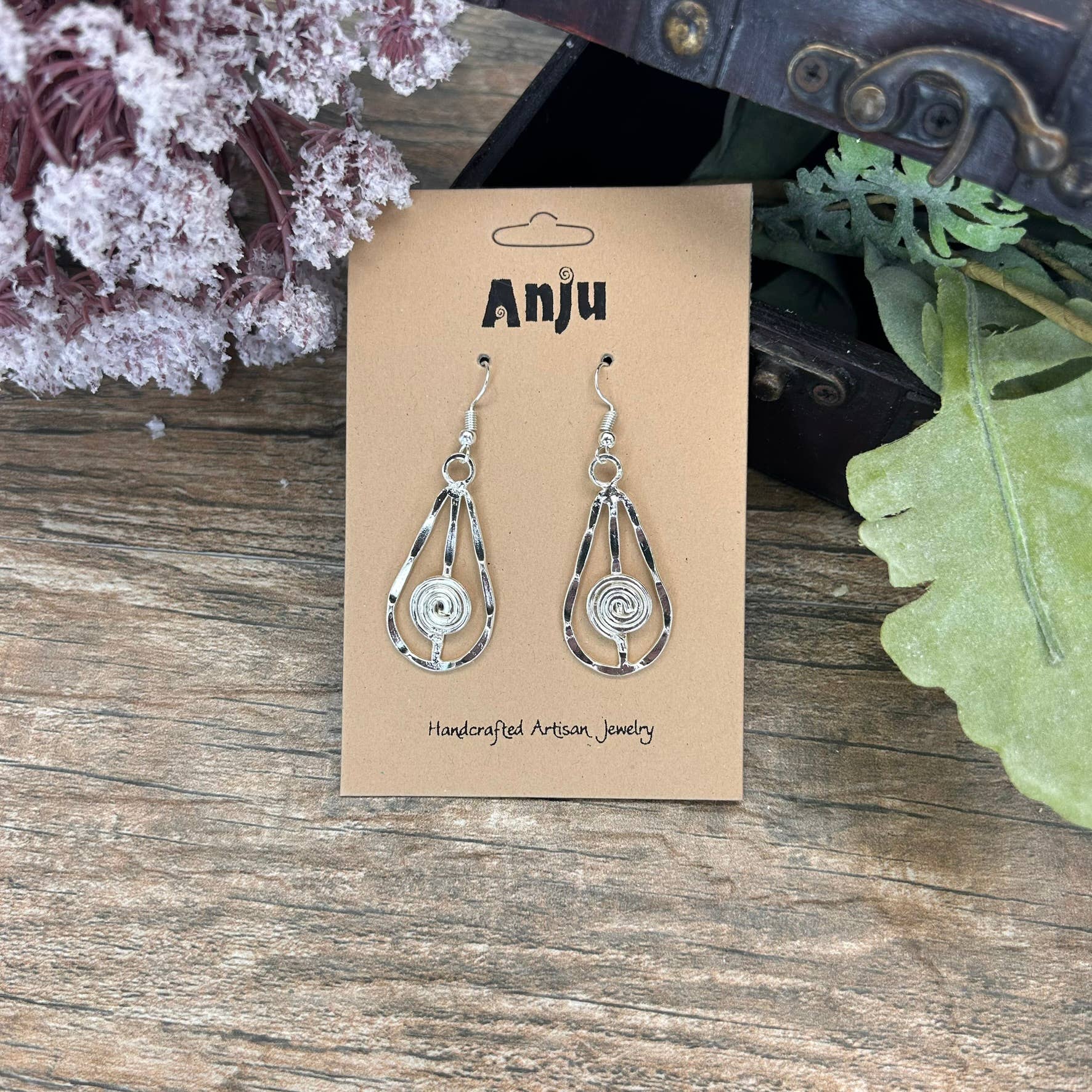 Silver Plated Earrings - Teardrop and Spiral