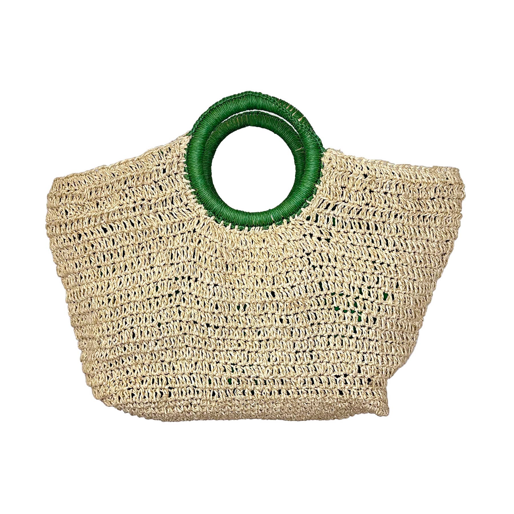 Cali Basket Raffia Bag with Colorful Wrapped Wooden Handle