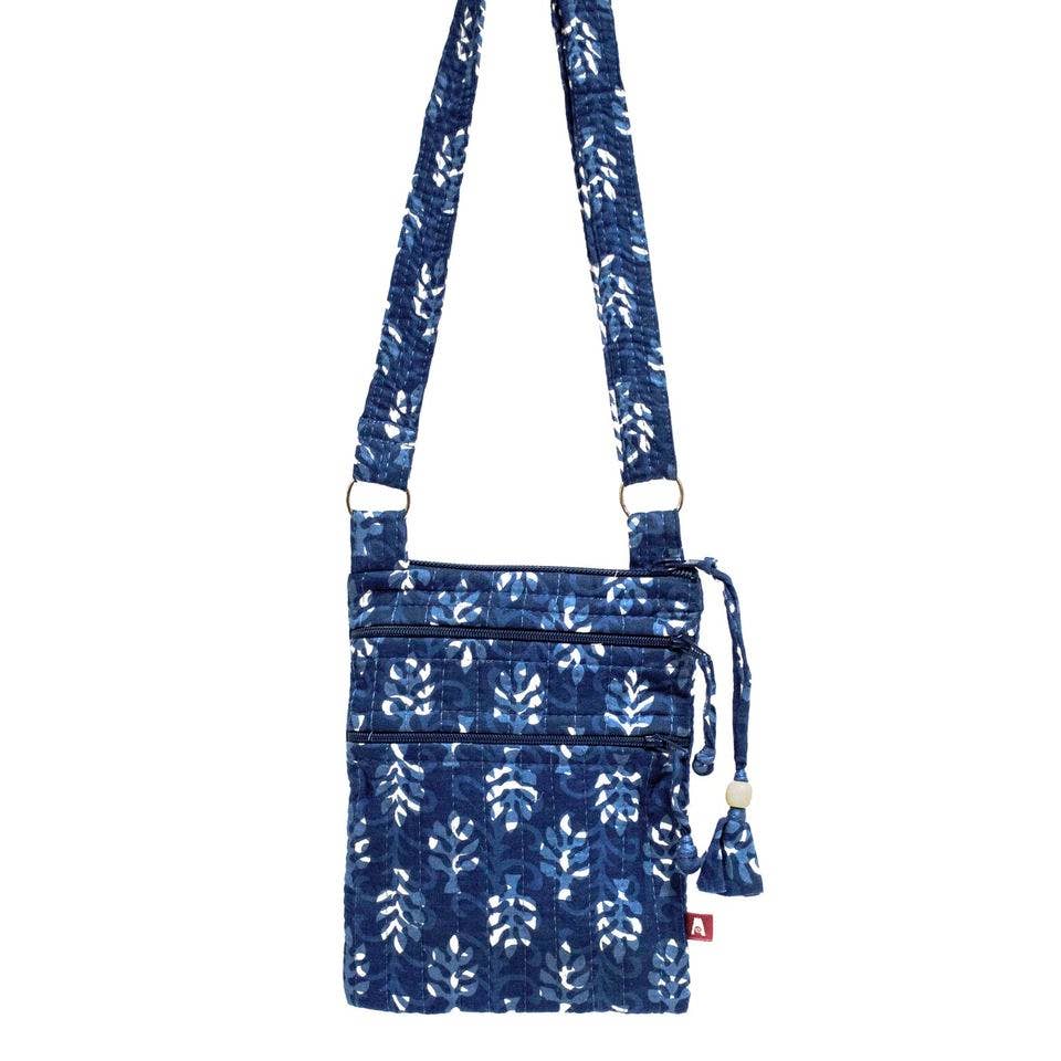Indigo Palms Hipster Bag - Block Printed Organic Cotton