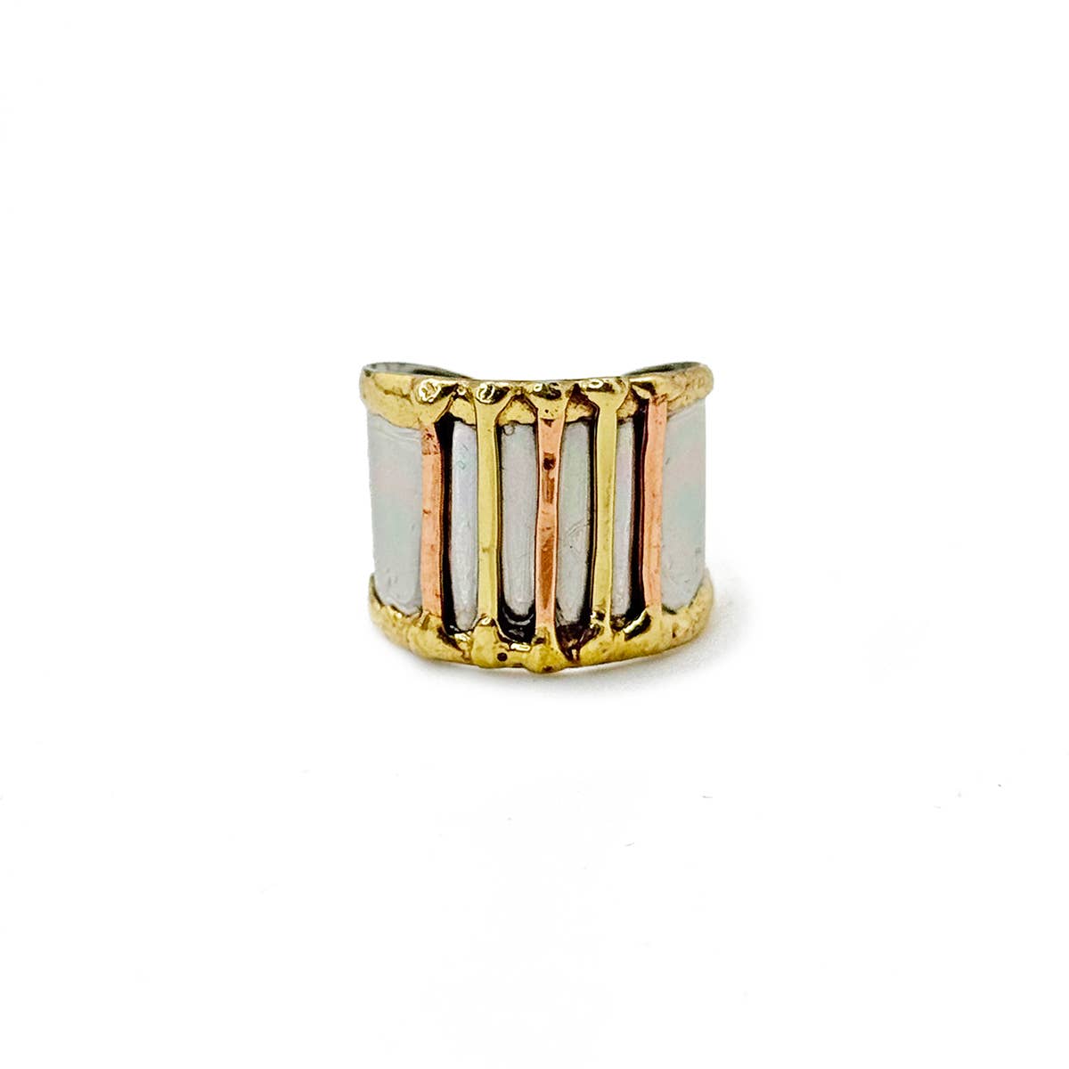 Handcrafted Mixed Metal Bars Ring