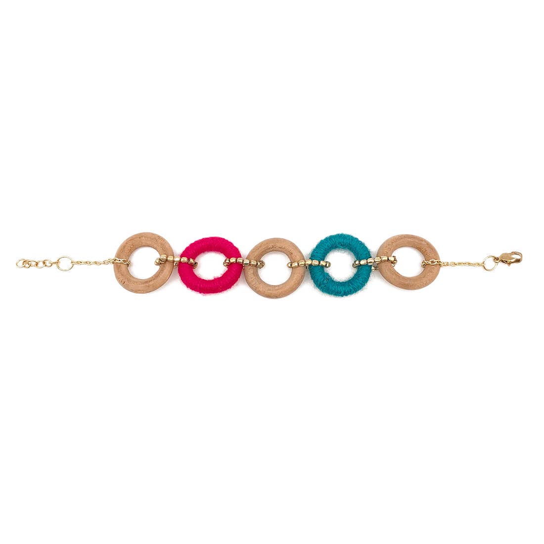 Sachi Bold Whimsy Collection Bracelet - Pink, Blue, Wood