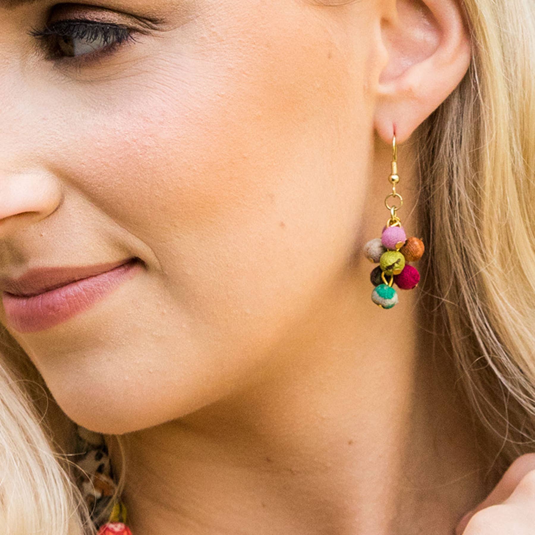 Aasha Kantha Handcrafted Cluster Dangle Earrings